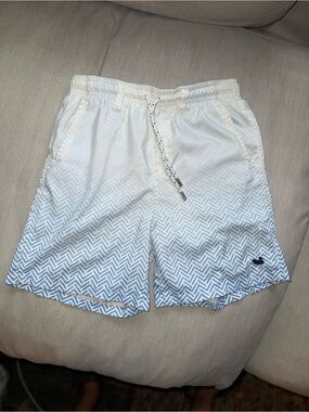 Southern Marsh Boys Blue Herringbone Fade Swim Trunks